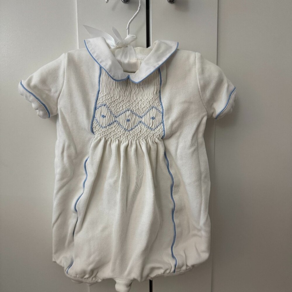 Ralph Lauren Baby Boy Special Occasion Smocked Romper